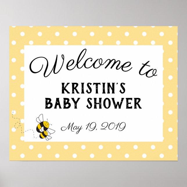 Bumblebee baby shower welcome sign poster - large (Front)