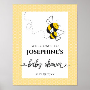 Bumblebee baby shower welcome sign poster - large