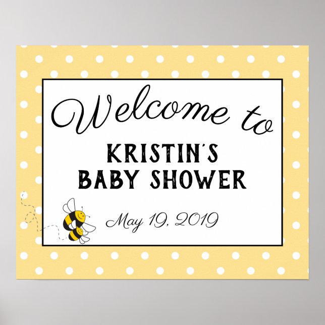 Bumblebee baby shower welcome sign poster - large (Front)