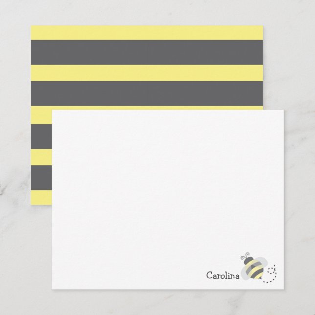 Bumblebee Bee Black Yellow Stripes Stationery Card (Front/Back)
