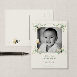 Bumblebee Birth Announcement Photo Postcard