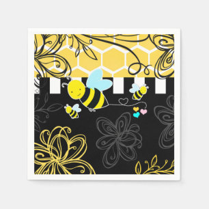 Bumblebee Black & Yellow Baby Shower Modern Chic Napkin