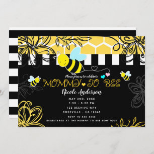 Bumblebee Black & Yellow Baby Shower Mummy to BEE Invitation