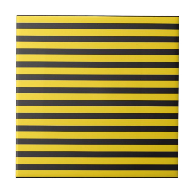 Bumblebee Black Yellow Horizontal Lines Bumble Bee Tile (Front)