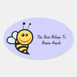 Bumblebee Bookplate Oval Sticker