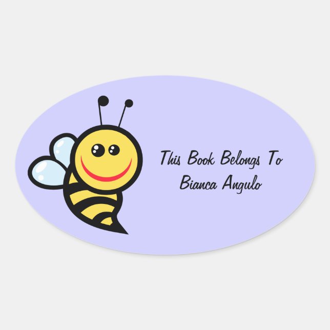 Bumblebee Bookplate Oval Sticker (Front)