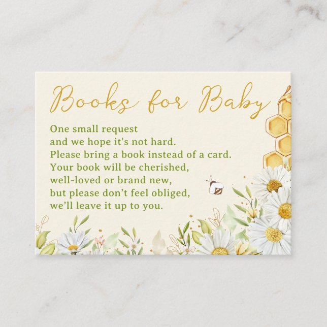 Bumblebee Books for Baby Honeybee Bee Book Request Enclosure Card (Front)