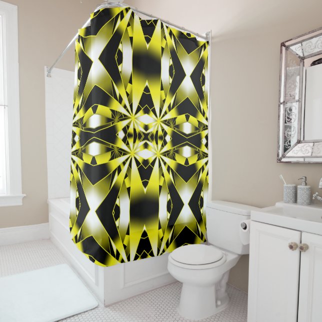 Bumblebee Colour Gradient Perspective Drawing Shower Curtain (In Situ)