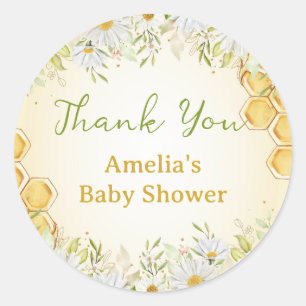 Bumblebee Daisy Honey Baby Shower Favor Thank You Classic Round Sticker