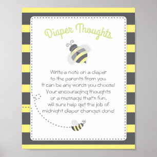 Bumblebee Diaper Thoughts Baby Shower Game Sign