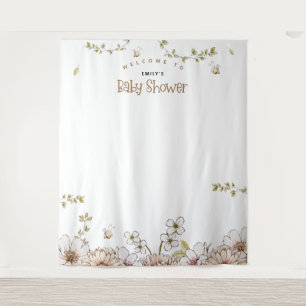 Bumblebee Florals Baby Shower Photo Backdrop Tapestry