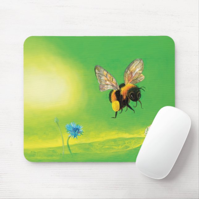 Bumblebee Flying over the Meadow   Mouse Mat (With Mouse)