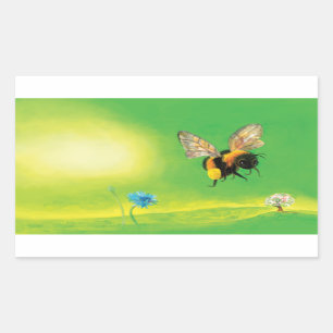 Bumblebee Flying over the Meadow Rectangular Sticker