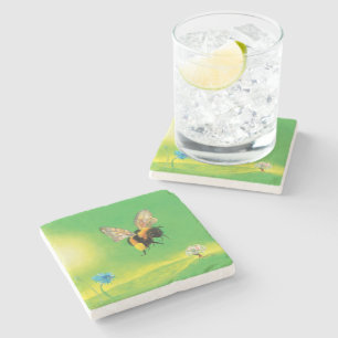 Bumblebee Flying over the Meadow   Stone Coaster