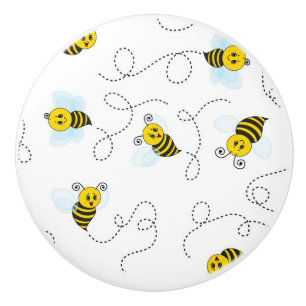 Bumblebee Flying Yellow Black Bumble Bee Ceramic Knob