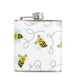 Bumblebee Flying Yellow Black Bumble Bee Hip Flask