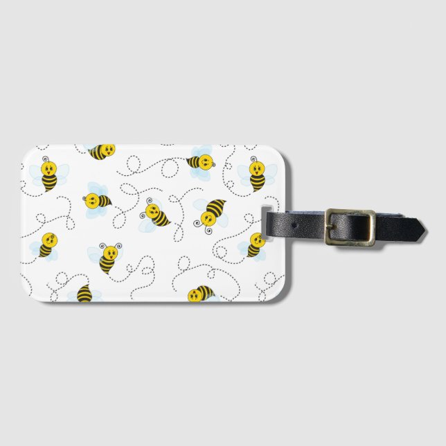 Bumblebee Flying Yellow Black Bumble Bee Luggage Tag (Front Horizontal)