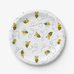Bumblebee Flying Yellow Black Bumble Bee Paper Plate
