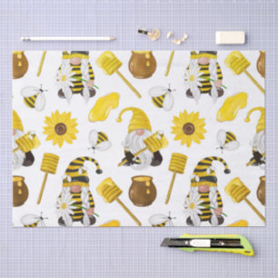 Bumblebee Gnomes & Sunflowers Pattern Tissue Paper