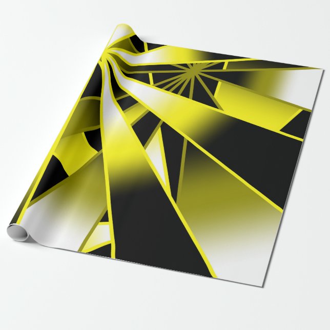Bumblebee Gradient Colour Fill Perspective Drawing Wrapping Paper (Unrolled)