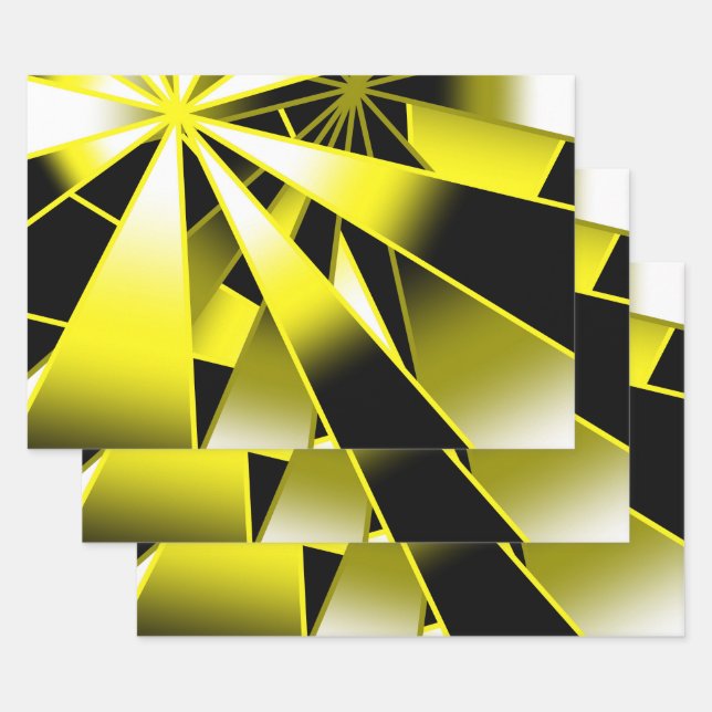 Bumblebee Gradient Colour Fill Perspective Drawing Wrapping Paper Sheet (Set)