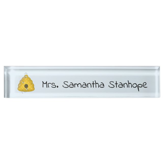 Bumblebee Hive with Buzzing Bees Personalised Nameplate (Front)
