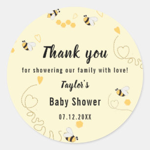 Bumblebee Honey Gender Neutral Baby Shower Classic Round Sticker