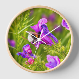 Bumblebee in Bloom - Nature and Insect Photography Clock