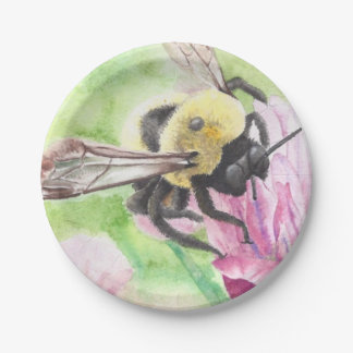 Bumblebee in the Flowers Paper Plate