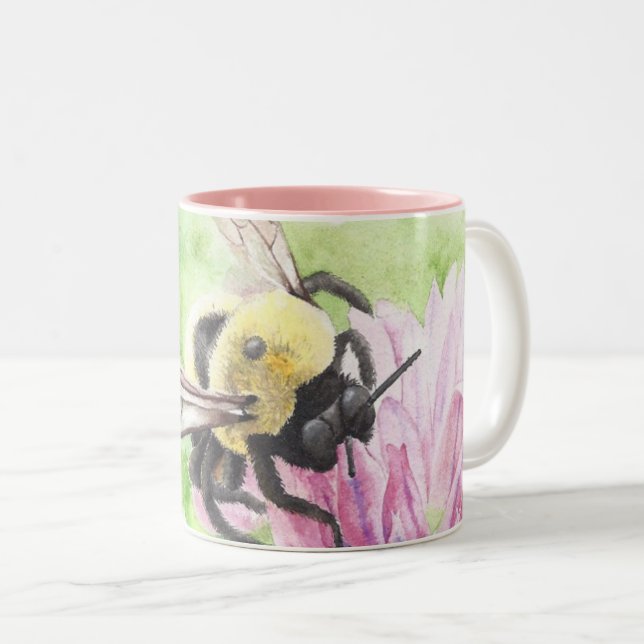 Bumblebee in the Flowers Two-Tone Coffee Mug (Front Right)