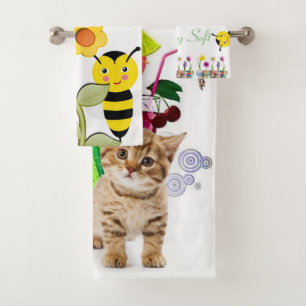 Bumblebee Kitten Spring Bathroom Towel Sets