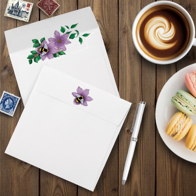 Bumblebee Lavender Flowers Wedding  Envelope (Creator Uploaded)
