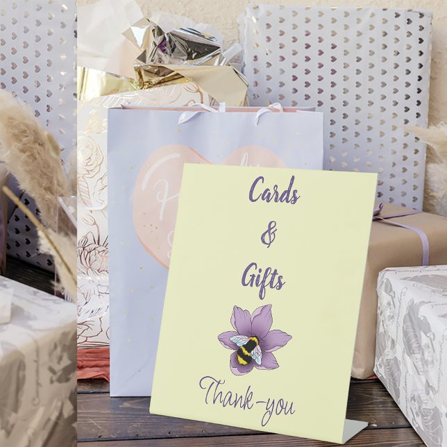 Bumblebee Lavender Flowers Yellow Cards & Gifts Pedestal Sign (Creator Uploaded)