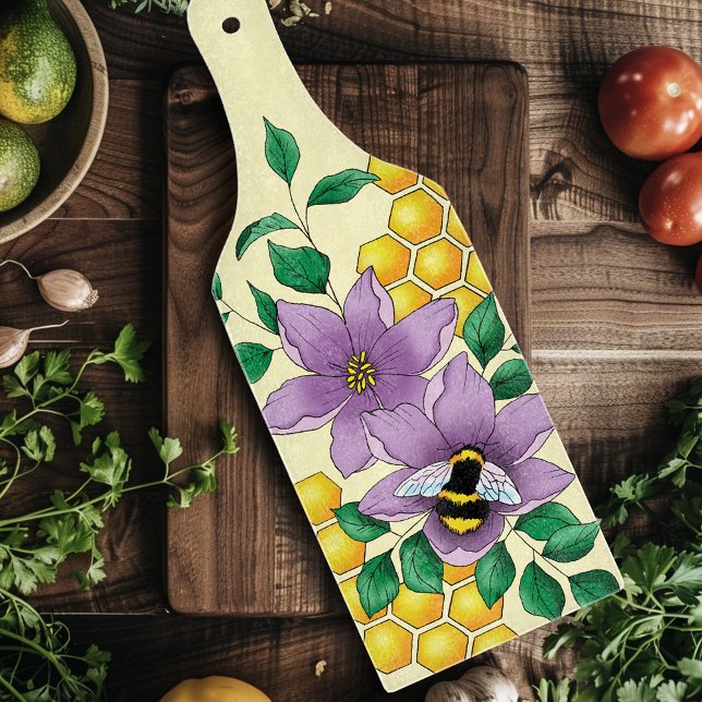 Bumblebee Lavender Flowers Yellow Cutting Board (Creator Uploaded)