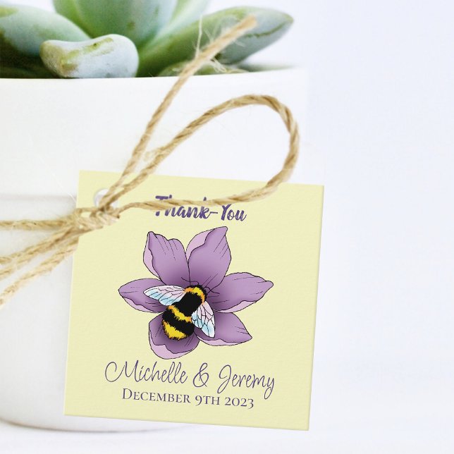 Bumblebee Lavender Flowers Yellow Favour Tags (Creator Uploaded)