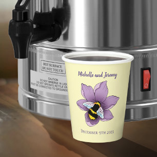 Bumblebee Lavender Flowers Yellow Paper Cups