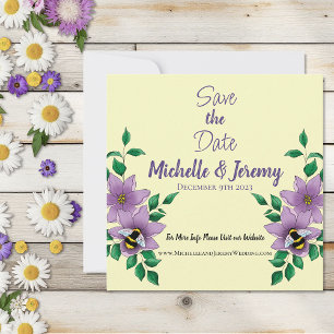 Bumblebee Lavender Flowers Yellow Save The Date