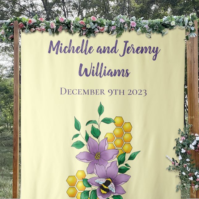 Bumblebee Lavender Flowers Yellow Tapestry (Creator Uploaded)