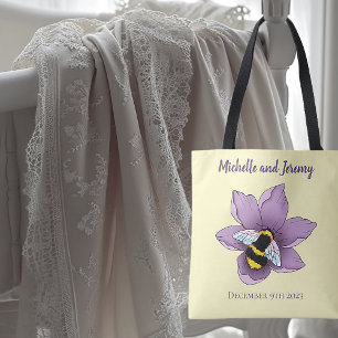Bumblebee Lavender Flowers Yellow Tote Bag