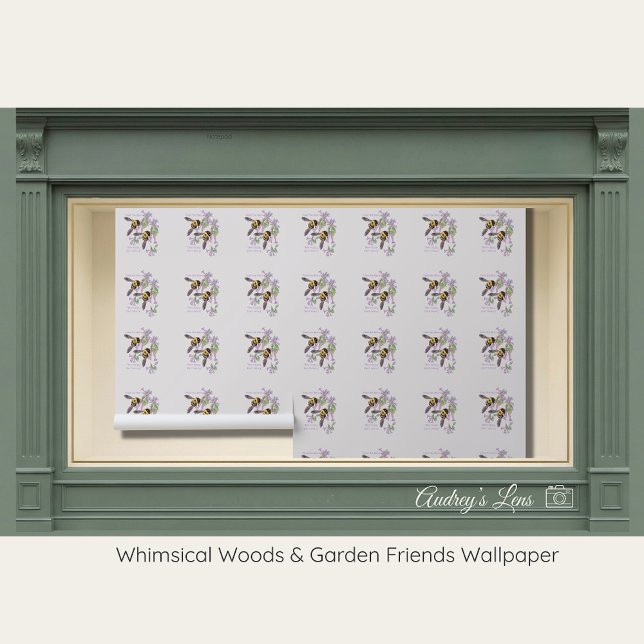 Bumblebee & Lilac Floral Nursery Peel & Stick Wallpaper (Creator Uploaded)