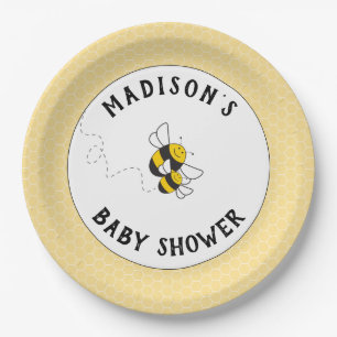 Bumblebee mummy to bee baby shower plates