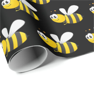 Bumblebee on Black Wrapping Paper