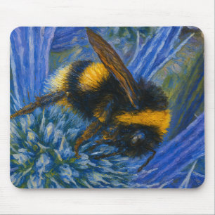 Bumblebee on Blue Thistle Mouse Mat