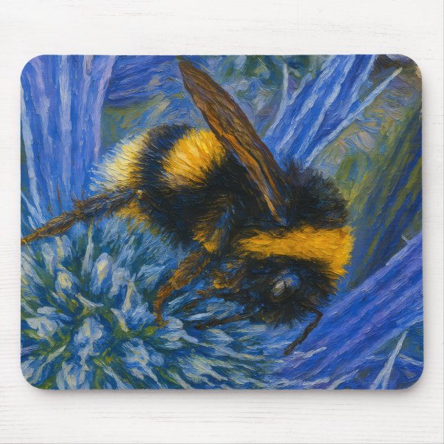 Bumblebee on Blue Thistle Mouse Mat (Front)