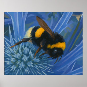 Bumblebee on Blue Thistle Poster