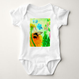 Bumblebee on dandelion baby bodysuit
