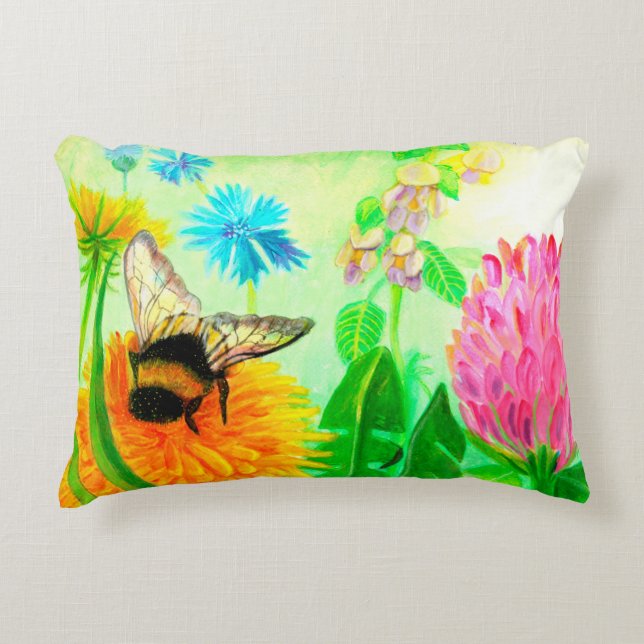 Bumblebee on dandelion   decorative cushion (Front)