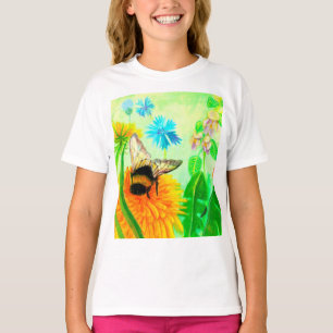 Bumblebee on dandelion  Girls' T-Shirt