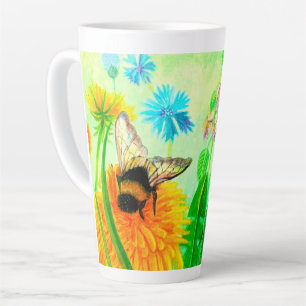 Bumblebee on dandelion latte mug
