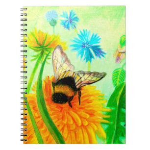 Bumblebee on dandelion notebook